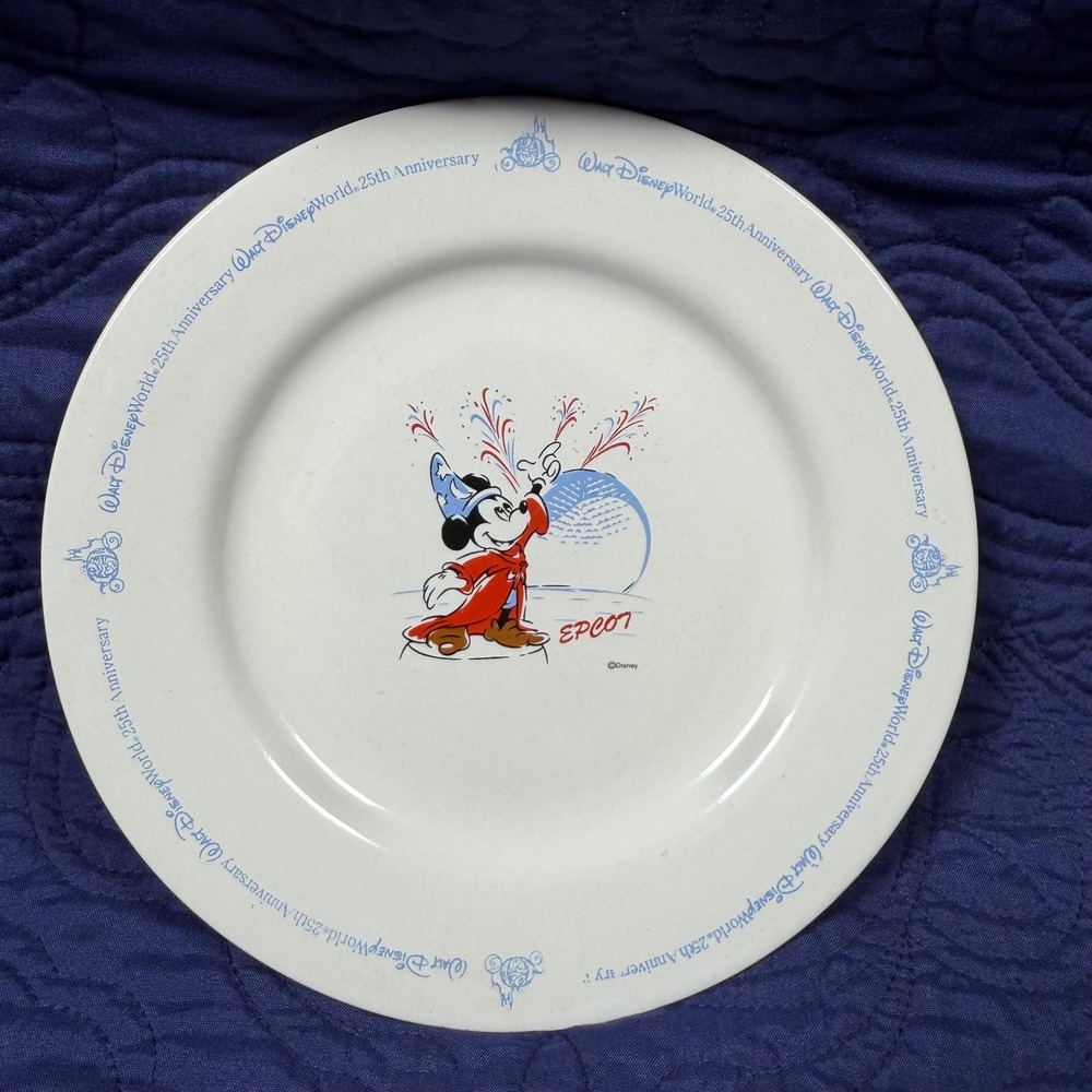 Walt Disney World 25th Anniversary Epcot Sorcerer Mickey Mouse Plate 1996